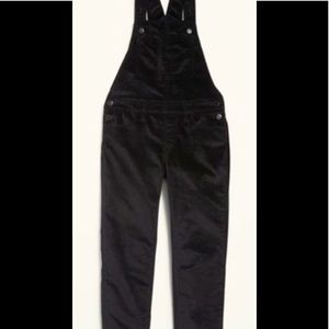 Girls black velvet overalls